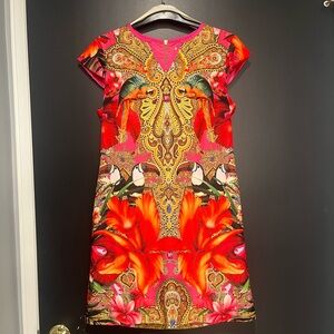 Ted Baker Red and Orange Toucan Sheath Dress